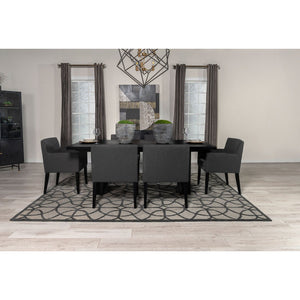 English Elm Houston 7-Piece Modern Dining Set With Charcoal Grey Upholstered Chairs & Sculptural Table Design B062S01229