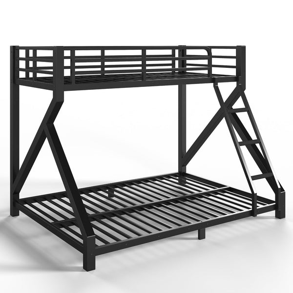 English Elm Twin Over Full Metal Bunk Bed Low Profile Heavy Duty Frame for Kids Guest Rooms W5305P463443