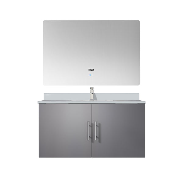 English Elm Dark Grey Bath Vanity Set - 36" W X 22" D, Cultured Marble Top, Chrome Faucet & Led Mirror Included B2731S01311