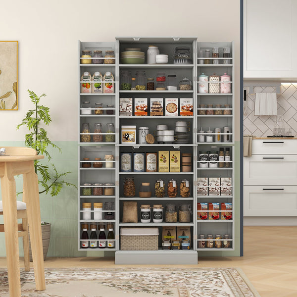 English Elm Homcom 65" Modern Kitchen Pantry Cabinet - Stylish Freestanding Storage With Adjustable Shelves & Doors W2225P229292