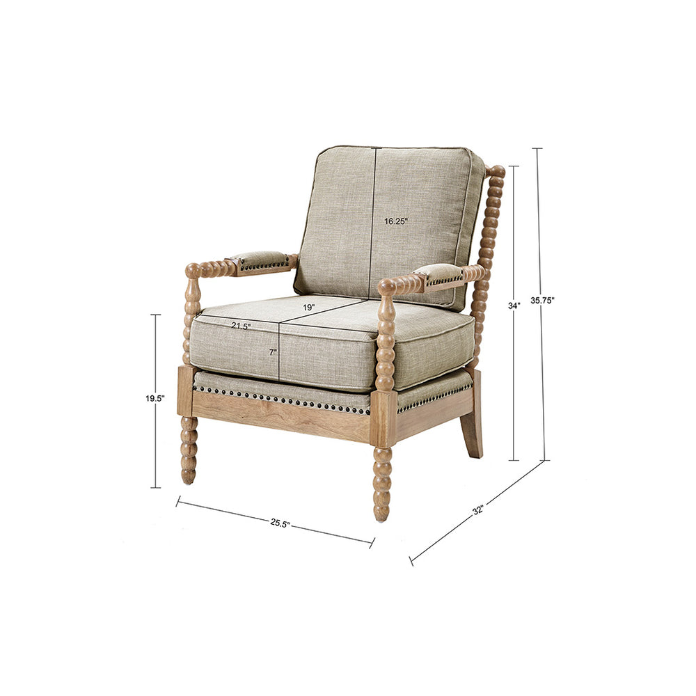 JLA Home Madison Park - Turned Wood Frame Armchair with Spindle Open-Back, Plush Layered Foam, Bronze Nailhead Trim Accent MP100-0785