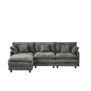 English Elm 101.9-inch Chenille Modular Sofa with Movable Footstool for Living Room Comfort W288S00033