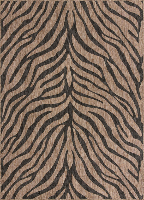Unique Loom Outdoor Safari Tsavo Machine Made Animal Print Rug Natural, Ivory 10' 0" x 14' 1"