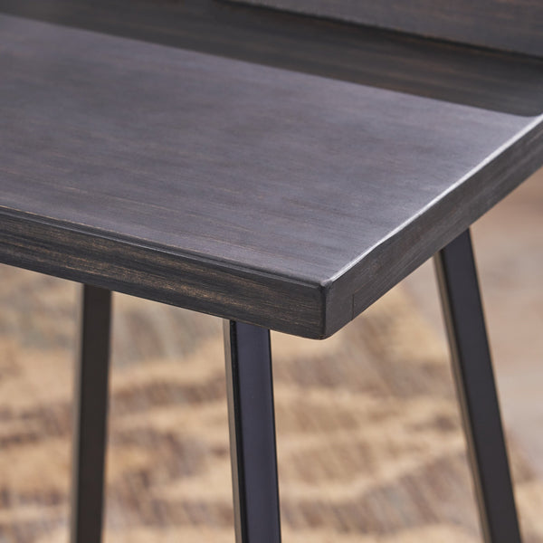 English Elm Christopher Knight Home® - JUT Bidwell Acacia Wood Bar Stool Set of 2 — Handcrafted Low-Back Counter Stools with Iron Legs Grey+Black 64648.00DGRY