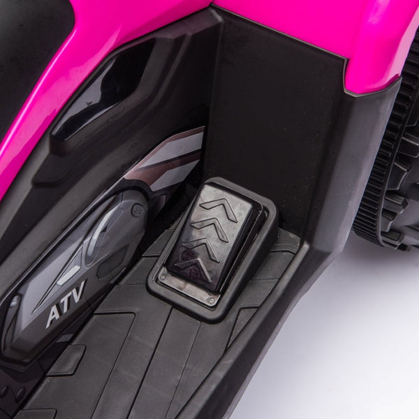 English Elm 24v Dual Motor Kids Atv Ride on with Led Lights Bluetooth Storage Racks Off Road Pink W1578P390450