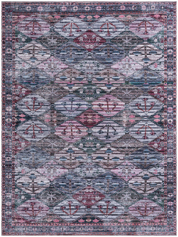 Unique Loom Mangata Maya Machine Made Border Rug Multi, Blue/Gray/Light Blue/Beige/Black/Navy Blue/Red/Pink 9' 2" x 12' 2"