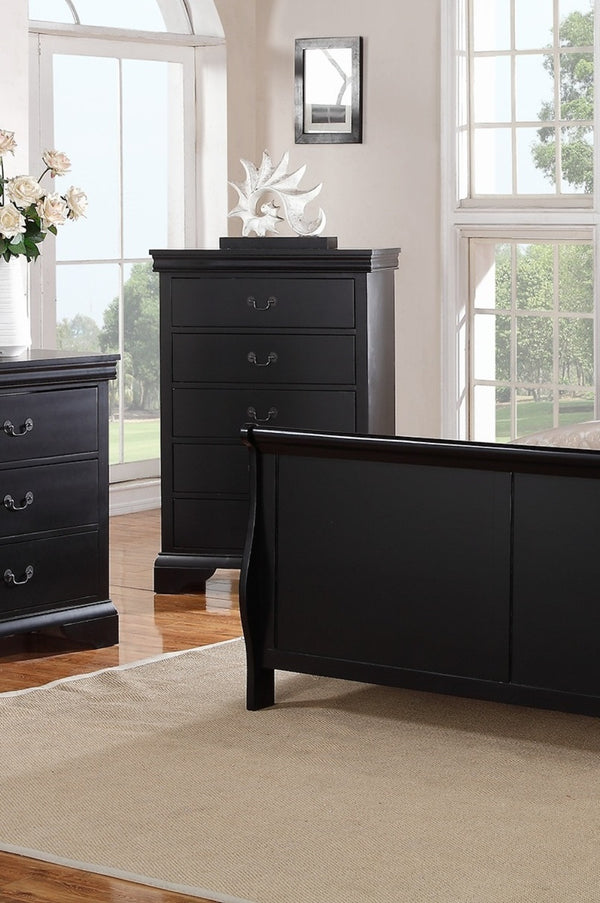 English Elm Elegant Black Chest of Drawers 5-Drawer Tall Storage 32x15x47" Plywood Bedroom Organizer, Sleek B011P238911