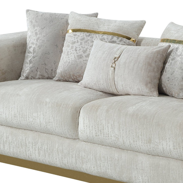 English Elm Bona Glam Chenille Sofa with Diamond Panels and Champagne Gold Floating Base B009P417485