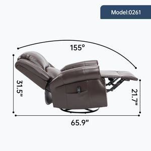 English Elm Heat Massage Rocker Swivel Recliner Chair with Lumbar Relief Nodes for Living Room Brown W3224S00031