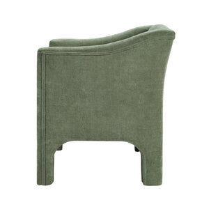 English Elm Modern Barrel Accent Chair Chenille Upholstered Wraparound Armchair for Any Room Green N763P336531F