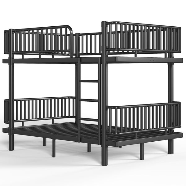 English Elm Twin Over Metal Bunk Bed with Led Lights Usb Ports Drawers and Sofa Conversion Black W5305S00070