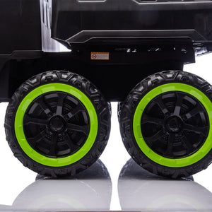 English Elm 24v Two Seat Kids Electric Dump Truck Six Wheel 4wd Utv with Parental Remote Black W1578P268991