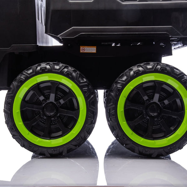 English Elm 24v Two Seat Kids Electric Dump Truck Six Wheel 4wd Utv with Parental Remote Black W1578P268991