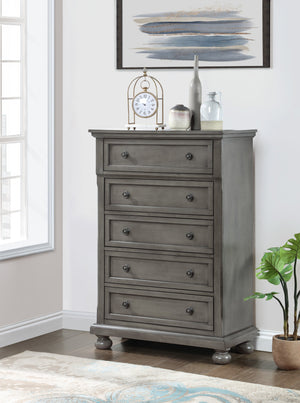 English Elm Meade Contemporary 5-Drawer Chest with Felt-Lined Top, Dovetail Construction & Wood Feet for Style Gray 39.5 L x 53 W x 20.5 H B078P301547