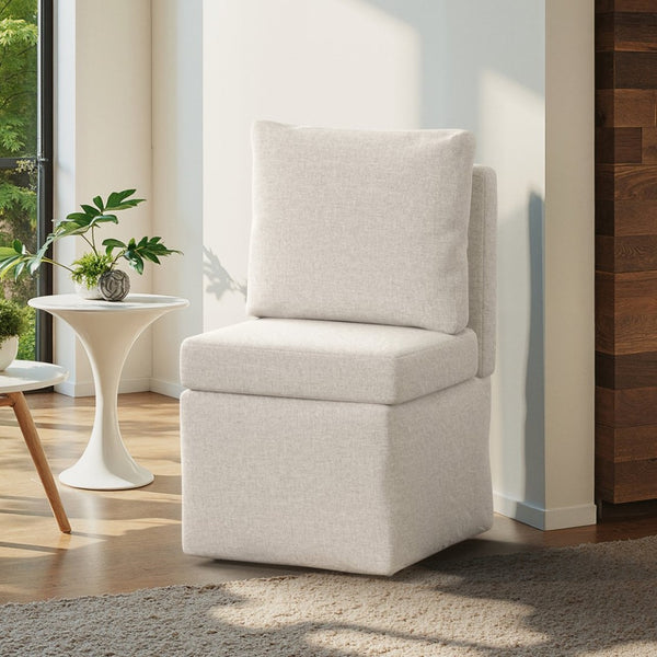 English Elm Armless Corduroy Accent Chair with Dense Cushion for Bedroom or Living Room T3623P430761