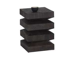 Sunpan Cormac End Table - Handcrafted Solid Acacia Wood with Unique Textures for Stylish Living Spaces Dark Brown
