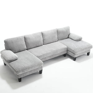 English Elm U-Shaped 4-Seat Sofa With Double Chaise – Luxurious Velvet, Modular Comfort For Your Living Room W2705S00015-GIGA