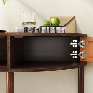English Elm Artisan-crafted Demi-lune Console Table Wave Drawer Fronts Warm Wood Entryway W2557P294041