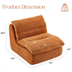 English Elm Upholstered Cocoon Accent Chair Ergonomic Curved Frame Soft Breathable Fabric Lounge Seat Orange T3623P434429