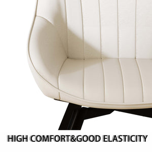 English Elm 63" Mid-Century Modern Brown Mdf Dining Table & 4 Beige Pu Chairs With Black Metal Legs Set W2189S00689