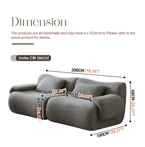 English Elm Sofa Memory Foam 2-Seater Compression Couch with Deep Seat, No Assembly, Sherpa Fabric Comfort Light Gray W3622P346253