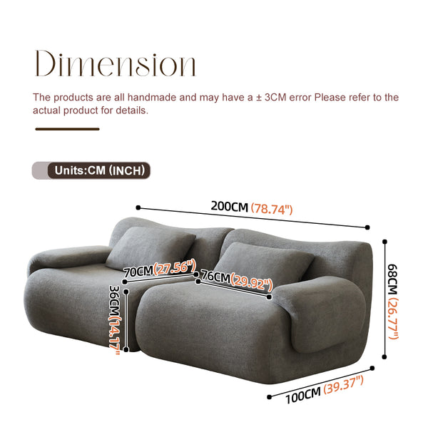 English Elm Sofa Memory Foam 2-Seater Compression Couch with Deep Seat, No Assembly, Sherpa Fabric Comfort Light Gray W3622P346253