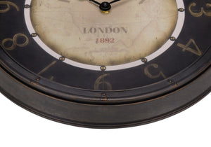 English Elm Clocks, 16" Antique Brown Round Wall Clock With Vintage Design - Quiet Quartz And Timeless Charm B2710P287092