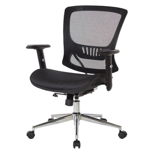 OSP Home Furnishings Mesh Back Ergonomic Office Chair with Lumbar Support Breathable Seat and Padded Arms Chrome EM98910C-3