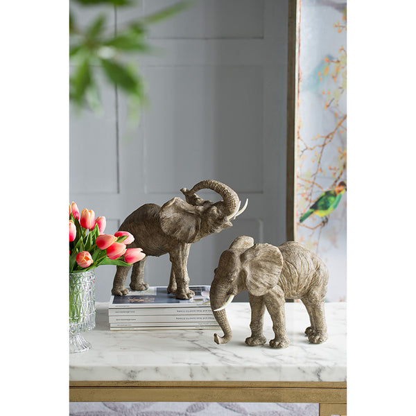English Elm 15x8x12" Tai Polyresin Elephant Accent Trumpeting – Feng Shui Good Luck Statue, Wisdom & Charm Decor W2078P311859