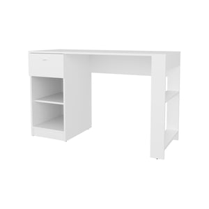 English Elm Sun Modern Computer Desk with Drawer and Open Shelves, Space-Saving Study Station for Home Office White 52.8 L x 20.9 W x 3.5 H B128P263729