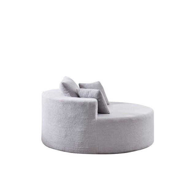English Elm 55"l Teddy Fleece Round Chaise Chair Plush Foam Seating for Modern Living Rooms Gray W1669P368377