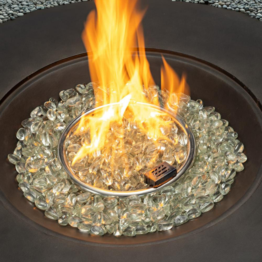 English Elm 36'' Propane Gas Fire Pit Table 50,000BTU Round MgO Top Hidden Tank Cover Pulse Ignition W853P293854