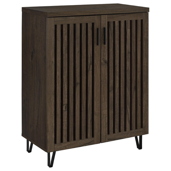 English Elm Clackamas Engineered Wood Shoe Cabinet with Hairpin Legs and Matte Gold Hardware Oak B062P440405