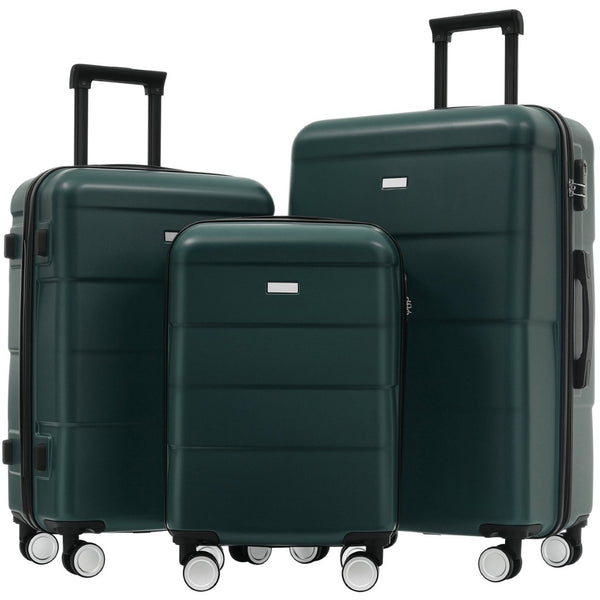 English Elm Hardshell 3 Piece Luggage Set Abs Spinner Suitcase with Tsa Lock Telescoping Handle Dark Green N732P308497M