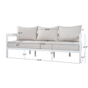 English Elm 5-piece Outdoor Aluminum Conversation Set Resort Style Curved Seating for 7 Adults N767P389542A