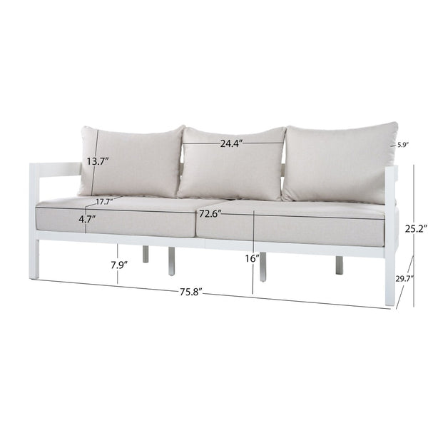 English Elm 5-piece Outdoor Aluminum Conversation Set Resort Style Curved Seating for 7 Adults N767P389542A