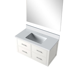 English Elm White Single Bath Vanity Set With Cultured Marble Countertop & Frameless Mirror - Timeless Design! B2731S01433-GIGA