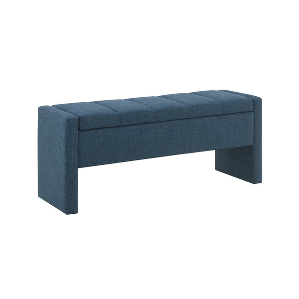 English Elm Modern Linen Upholstered Storage Bench Tufted Seat Organizer for Bedroom Entryway Navy Blue W2671P429583