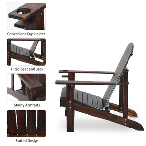 English Elm Outsunny Wooden Adirondack Chair - Classic Outdoor Lounge With Cup Holder For Patios & Gardens W2225P200899-GIGA