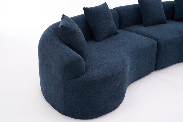 English Elm Compression Compression Sponge Sofa Curved Modular Sectional with 30D High-Density Chenille Sleeper for Cozy Apartment Living Room Comfort and Safe Rounded Design Antique Blue W2231S00019