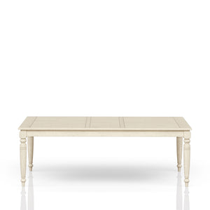 English Elm Table with Leaf Solid Wood Dining Table with 18" Extendable Leaf, Whitewashed Coastal Farmhouse Charm White 73.75 L x 45.75 W x 7.5 H B2699P346373