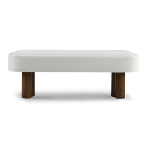 English Elm Indoor Boucle Upholstered Bench with Walnut Legs Textured Khaki Dining Seating Beige,Walnut N779P390675B