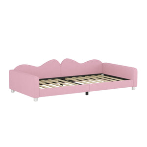 English Elm Twin Sherpa Upholstered Daybed with Cloud-Shaped Backrest, Cozy Sofabed Design, No Box Spring Needed Pink 42.5 L x 25.5 W x 8 H N733P234602H
