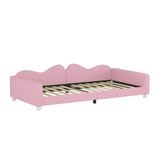 English Elm Twin Size Upholstered Daybed, Sherpa Fabric Sofabed With Cloud-Shaped Backrest, No Box-Spring Needed, Pink