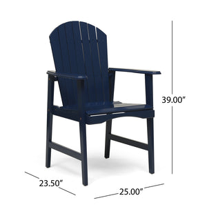 English Elm Christopher Knight Home® - Outdoor Acacia Wood Adirondack Dining Chairs Set of 2 — Weather-Resistant Patio Armchairs with Rustic Charm and Comfort Navy Blue 64844.00BLU