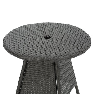 English Elm Christopher Knight Home® - CORSICA Grey Rattan Bistro Table – Weather-Resistant Resin Wicker, Metal Frame, Space-Saving Patio Piece 56313.00GRY