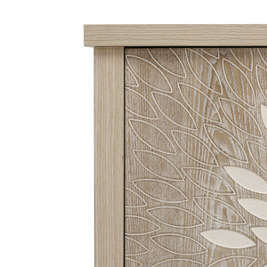 English Elm Sideboard Elegant Floral Handle Buffet Cabinet with 4 Doors, Adjustable Shelves & Reinforced Feet for Dining Room Storage Natural W688P232756