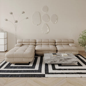 English Elm Urban Modern Modular Sofa Teddy Fleece Capitonné Design High Modularity Plush Comfort Corner Ready for Cozy Living Spaces Brown B341S00038