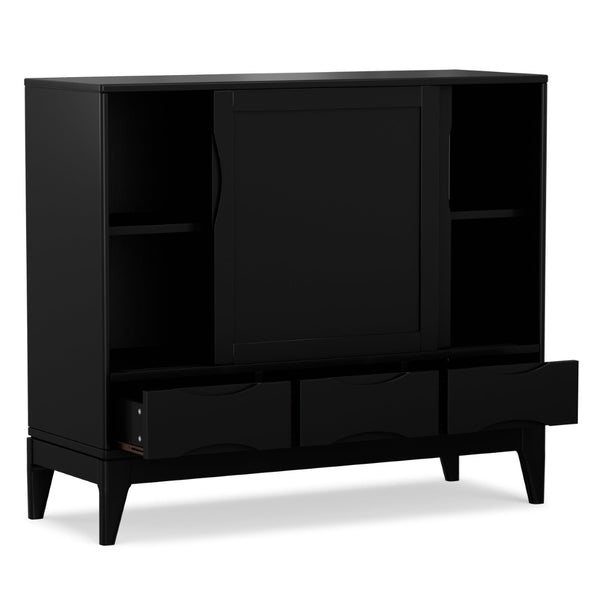 English Elm Harper Mid-century Rubberwood Cabinet with Tapered Legs and Enclosed Shelf Storage B136P436062