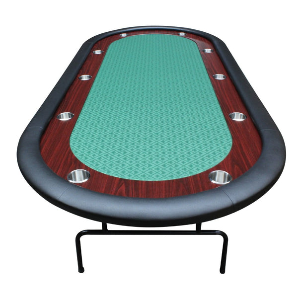 English Elm 96" Oval Poker Table Folding Felt Surface Wood Racetrack Rail Stainless Cup Holders Green W2748S00039